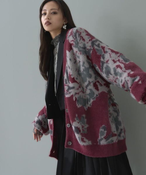 【セール】アソートシャギーガラVネックカーディガン(HARE)（カーディガン/ボレロ）｜HARE（ハレ）