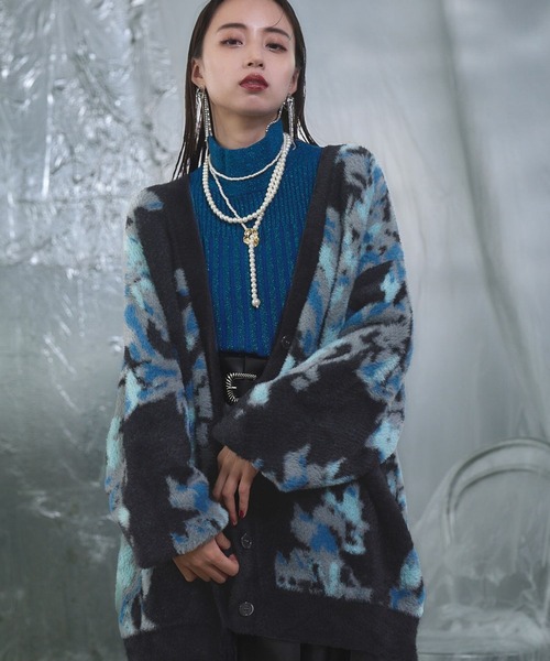 【セール】アソートシャギーガラVネックカーディガン(HARE)（カーディガン/ボレロ）｜HARE（ハレ）