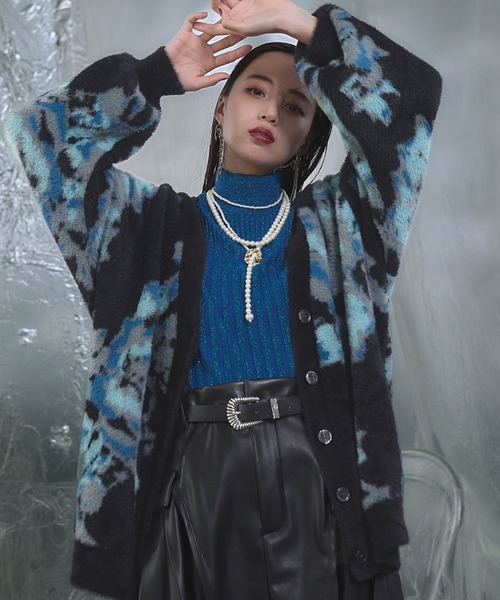 【セール】アソートシャギーガラVネックカーディガン(HARE)（カーディガン/ボレロ）｜HARE（ハレ）