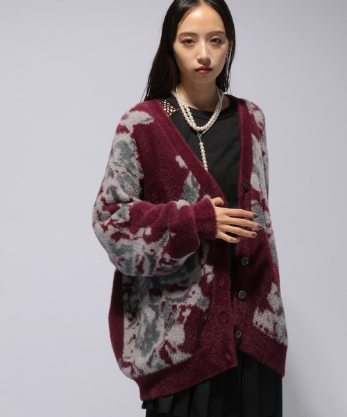 【セール】アソートシャギーガラVネックカーディガン(HARE)（カーディガン/ボレロ）｜HARE（ハレ）