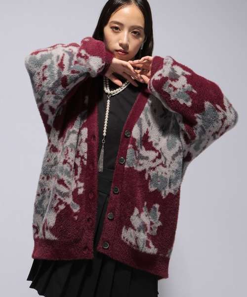 【セール】アソートシャギーガラVネックカーディガン(HARE)（カーディガン/ボレロ）｜HARE（ハレ）