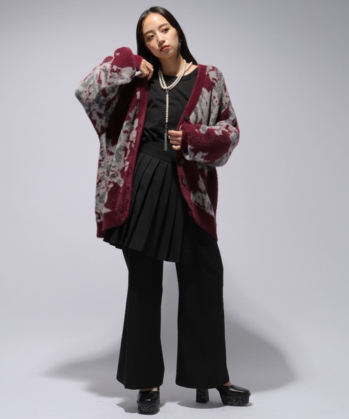 【セール】アソートシャギーガラVネックカーディガン(HARE)（カーディガン/ボレロ）｜HARE（ハレ）