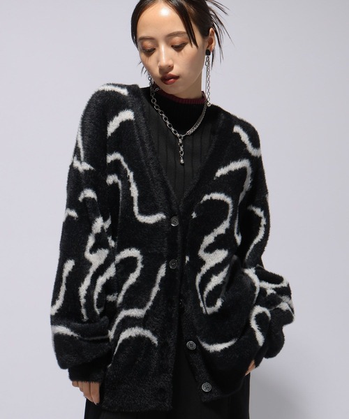 【セール】アソートシャギーガラVネックカーディガン(HARE)（カーディガン/ボレロ）｜HARE（ハレ）