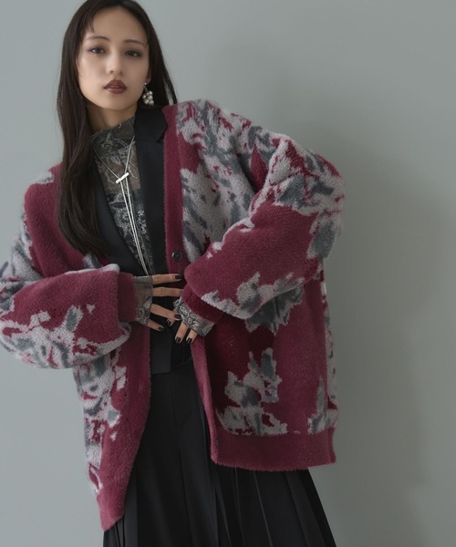 【セール】アソートシャギーガラVネックカーディガン(HARE)（カーディガン/ボレロ）｜HARE（ハレ）