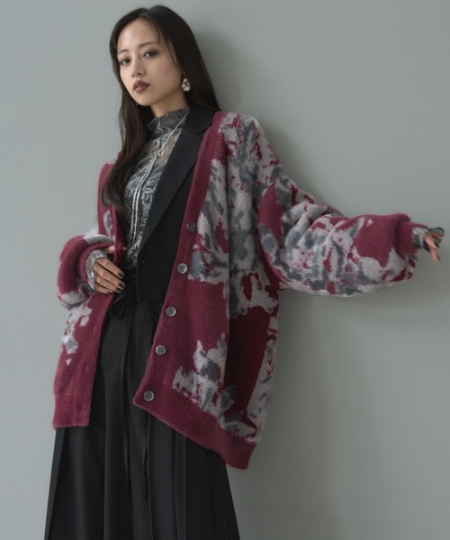 【セール】アソートシャギーガラVネックカーディガン(HARE)（カーディガン/ボレロ）｜HARE（ハレ）