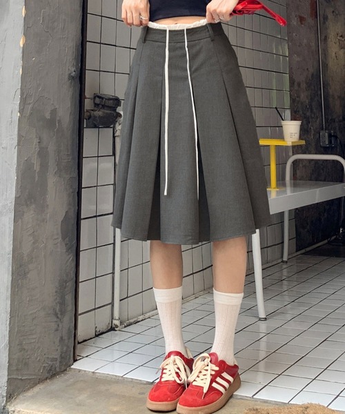 HALEY PESCA(ヘーリーペスカ)の「HALEY PESCA/ダブルウエスト プリーツミディアムスカート(スカート・レディース・グレー/ブラック・LARGE/MEDIUM/SMALL)」の11枚目の写真