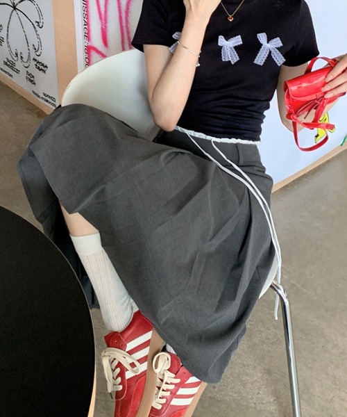 HALEY PESCA(ヘーリーペスカ)の「HALEY PESCA/ダブルウエスト プリーツミディアムスカート(スカート・レディース・グレー/ブラック・LARGE/MEDIUM/SMALL)」の15枚目の写真