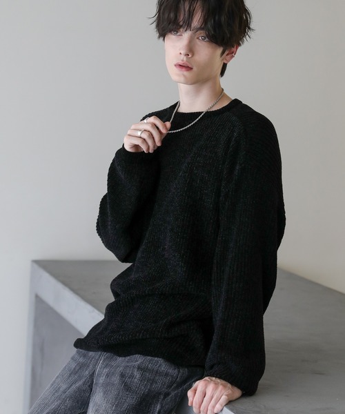 モールジャガードクルーネックニット（ニット/セーター