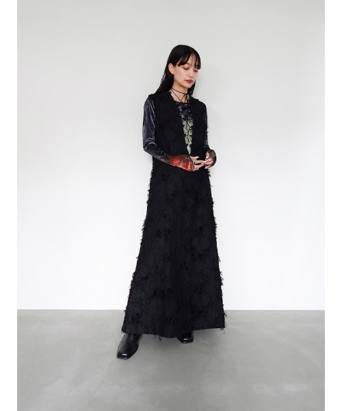 sahara（サハラ）の「Cut Jacquard Laceup Dress/カットジャガード 