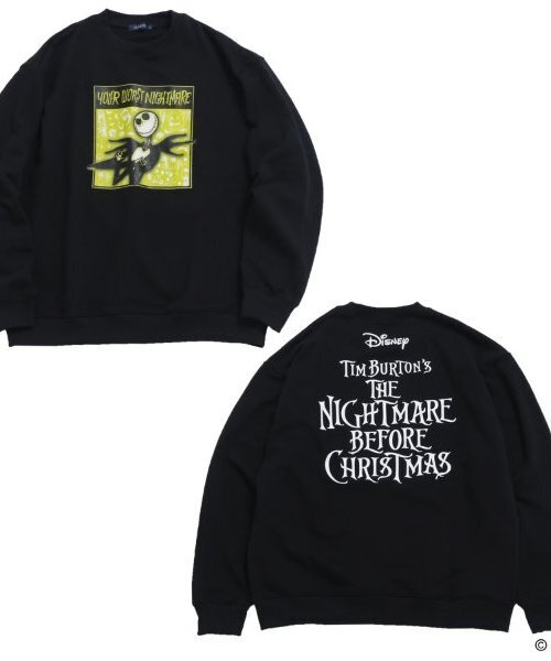 GLAZOS（グラソス）の「【大人向けサイズあり】【ナイトメアー・ビフォア・クリスマス】ジャック/ボックスプリントトレーナー（スウェット・キッズ・ブラック/ホワイト・S/M/L/LL）」の2枚目の写真