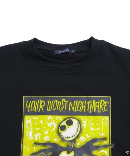 GLAZOS（グラソス）の「【大人向けサイズあり】【ナイトメアー・ビフォア・クリスマス】ジャック/ボックスプリントトレーナー（スウェット・キッズ・ブラック/ホワイト・S/M/L/LL）」の5枚目の写真