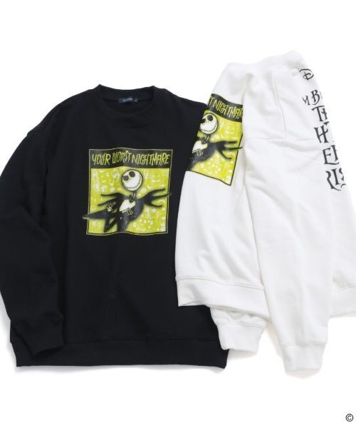 GLAZOS（グラソス）の「【大人向けサイズあり】【ナイトメアー・ビフォア・クリスマス】ジャック/ボックスプリントトレーナー（スウェット・キッズ・ブラック/ホワイト・S/M/L/LL）」の9枚目の写真