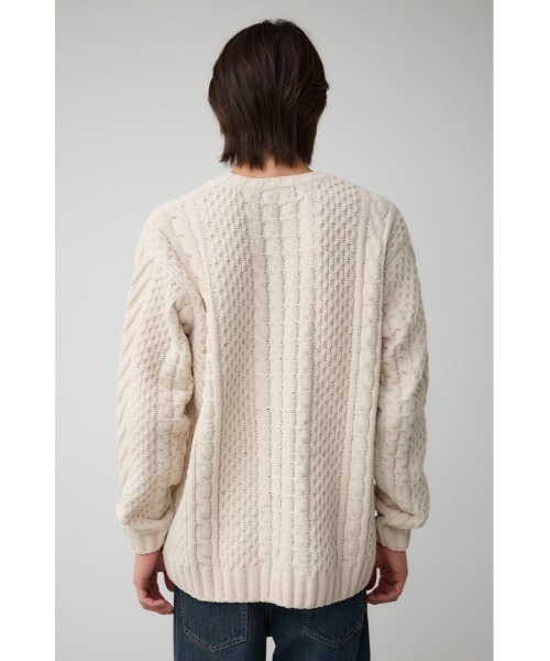 AZUL by moussy（アズールバイマウジー）の「シェニールケーブルニット（ニット/セーター・メンズ・ダークグリーン/グレー/アイボリー/ブラック/クリアレッド・S-M/L-XL）」の11枚目の写真