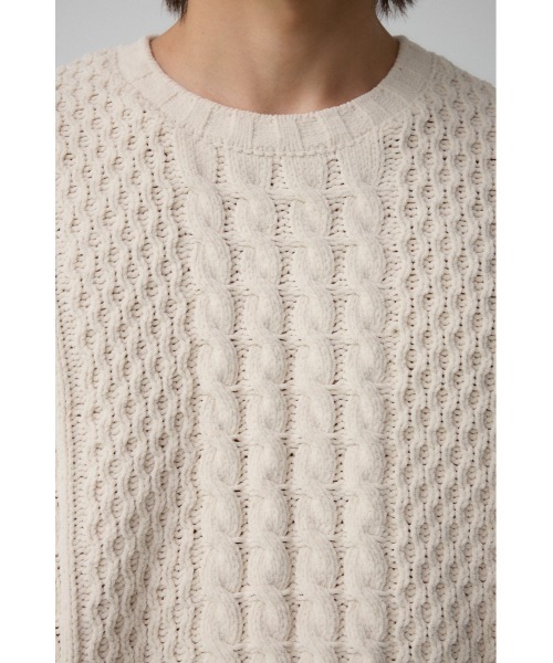 AZUL by moussy（アズールバイマウジー）の「シェニールケーブルニット（ニット/セーター・メンズ・ダークグリーン/グレー/アイボリー/ブラック/クリアレッド・S-M/L-XL）」の12枚目の写真