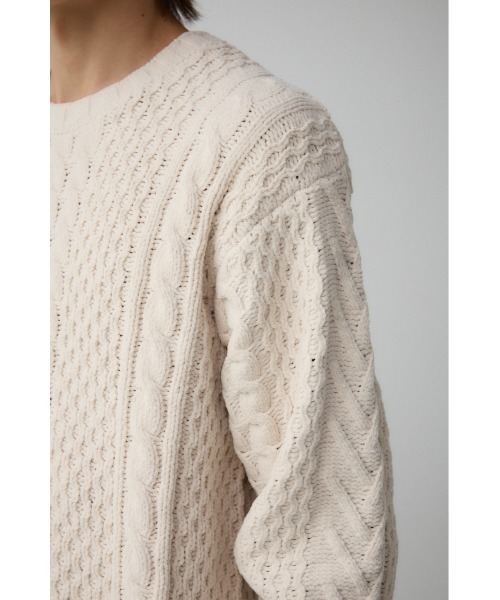 AZUL by moussy（アズールバイマウジー）の「シェニールケーブルニット（ニット/セーター・メンズ・ダークグリーン/グレー/アイボリー/ブラック/クリアレッド・S-M/L-XL）」の13枚目の写真