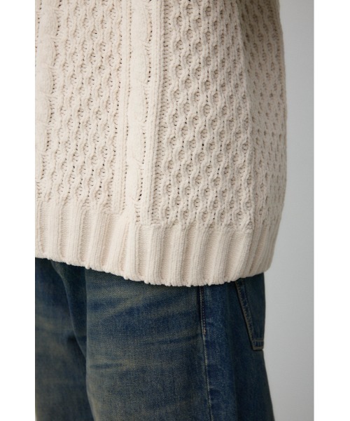 AZUL by moussy（アズールバイマウジー）の「シェニールケーブルニット（ニット/セーター・メンズ・ダークグリーン/グレー/アイボリー/ブラック/クリアレッド・S-M/L-XL）」の15枚目の写真