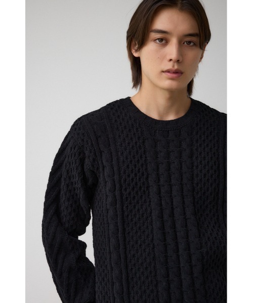 AZUL by moussy（アズールバイマウジー）の「シェニールケーブルニット（ニット/セーター・メンズ・ダークグリーン/グレー/アイボリー/ブラック/クリアレッド・S-M/L-XL）」の17枚目の写真
