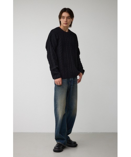 AZUL by moussy（アズールバイマウジー）の「シェニールケーブルニット（ニット/セーター・メンズ・ダークグリーン/グレー/アイボリー/ブラック/クリアレッド・S-M/L-XL）」の19枚目の写真