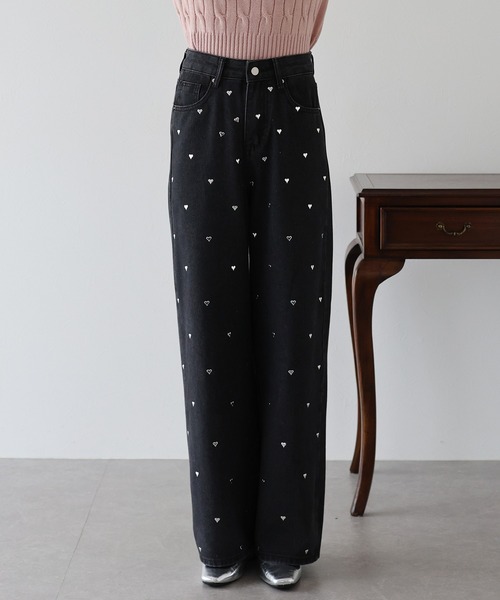 BLUEEAST（ブルーイースト）の「ハートスタッズデニムパンツ（デニムパンツ・レディース・ブルー/ブラック・MEDIUM/LARGE/SMALL）」の9枚目の写真