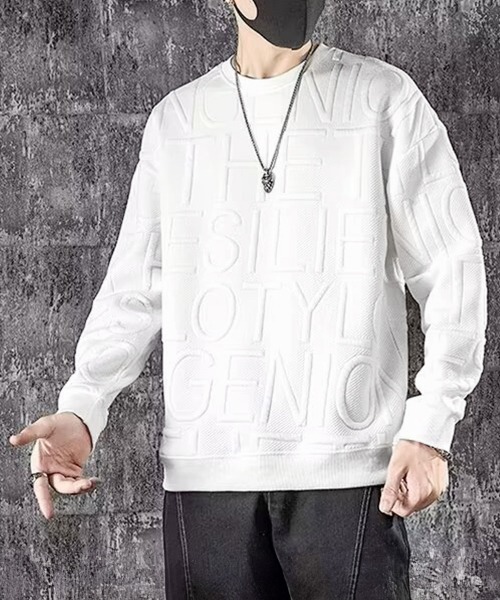 セール】エンボス加工ロゴtシャツ メンズ 長袖（パーカー