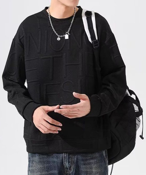 セール】エンボス加工ロゴtシャツ メンズ 長袖（パーカー