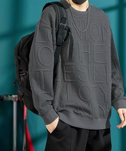 セール】エンボス加工ロゴtシャツ メンズ 長袖（パーカー