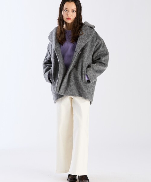 To b. by agnes b.(トゥービーバイアニエスベー)の「WW55 MANTEAU シャギーピーコート(ダッフルコート・レディース・グレー・38/36/40)」の4枚目の写真