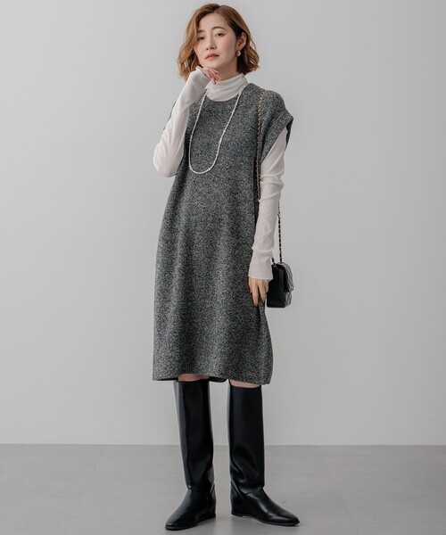 23区 S（ニジュウサンクチイサイサイズ）の「【SLOW/一部店舗限定】ニットトータル スリーブレス ワンピース（ワンピース・レディース・ブラック系3/ブラック系・32）」の6枚目の写真