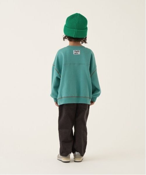 b・ROOM（ビールーム）の「【毛玉バイバイ裏起毛裏毛】ビッグシルエット配色ステッチスウェット（スウェット・キッズ・ブルーグレー/モスグリーン/レッド/ブラウン/シルバーグレー/オートミール・100cm/110cm/120cm/130cm/140cm/150cm）」の19枚目の写真