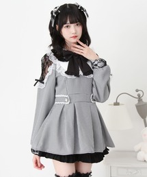 袖レース切替ヨークフリルワンピース