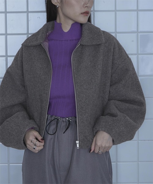 miette（ミエット）の「ボリュームスリーブショートブルゾン（ブルゾン・レディース・アイボリー/チャコール・FREE）」の8枚目の写真