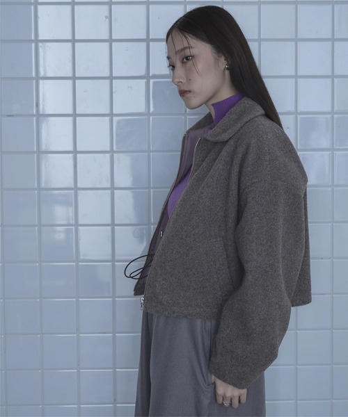 miette（ミエット）の「ボリュームスリーブショートブルゾン（ブルゾン・レディース・アイボリー/チャコール・FREE）」の9枚目の写真