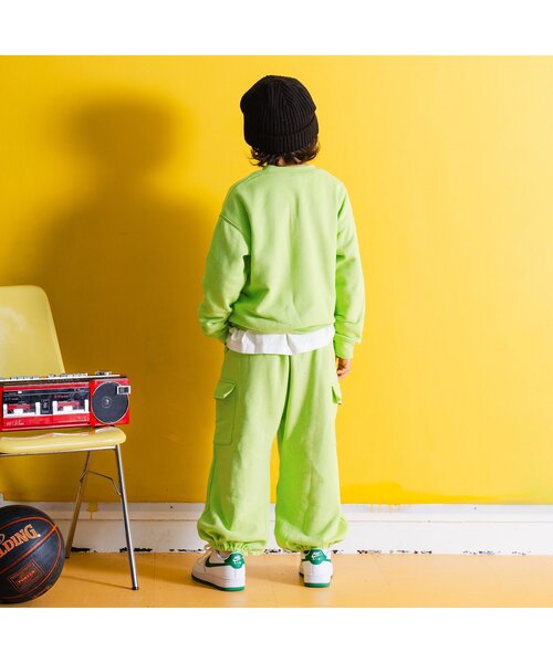 BREEZE(ブリーズ)の「【BREEZE NEW JACK・セットアップ可】ストリートカットソーパンツ(スウェットパンツ・キッズ・キナリ/ライム・90/100/110/120/130/140/150/160)」の6枚目の写真