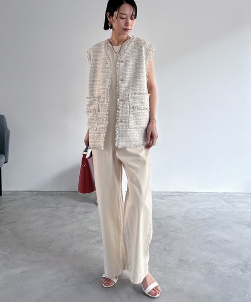 Doux archives（ドゥアルシーヴ）の「デニムサロペット（サロペット/オーバーオール・レディース・アイボリー/ネイビー・FREE）」の6枚目の写真