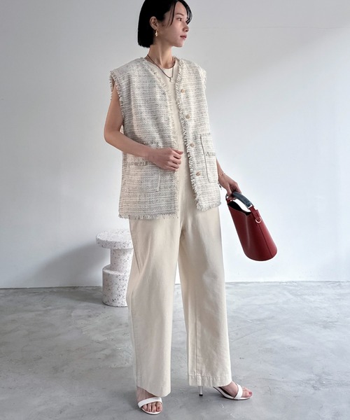 Doux archives（ドゥアルシーヴ）の「デニムサロペット（サロペット/オーバーオール・レディース・アイボリー/ネイビー・FREE）」の8枚目の写真