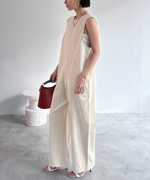 Doux archives（ドゥアルシーヴ）の「デニムサロペット（サロペット/オーバーオール・レディース・アイボリー/ネイビー・FREE）」の14枚目の写真