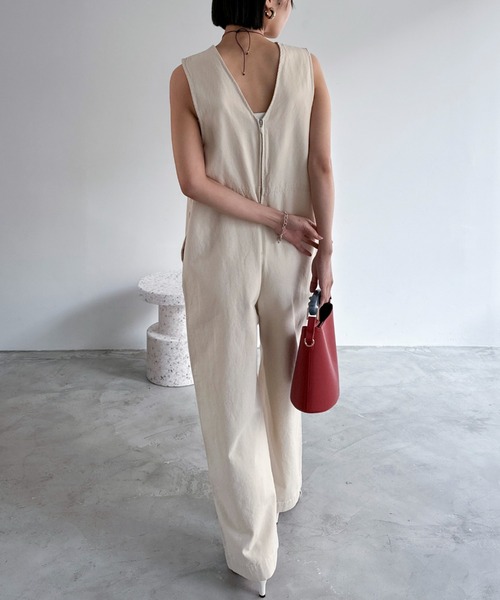 Doux archives（ドゥアルシーヴ）の「デニムサロペット（サロペット/オーバーオール・レディース・アイボリー/ネイビー・FREE）」の15枚目の写真