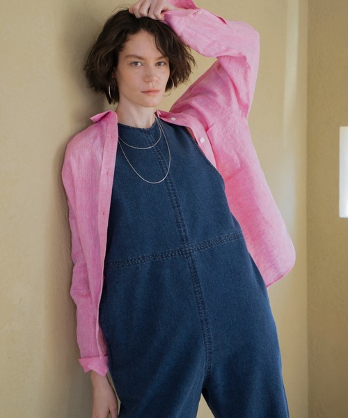 Doux archives（ドゥアルシーヴ）の「デニムサロペット（サロペット/オーバーオール・レディース・アイボリー/ネイビー・FREE）」の5枚目の写真