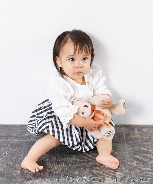 MAKE YOUR DAY（メイクユアデイ）の「チェックバルーンスカート■80～140cm（スカート・キッズ・ブラック/ネイビー・90/120/130/140/80/100/110）」の2枚目の写真