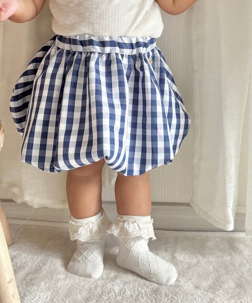 MAKE YOUR DAY（メイクユアデイ）の「チェックバルーンスカート■80～140cm（スカート・キッズ・ブラック/ネイビー・90/120/130/140/80/100/110）」の7枚目の写真