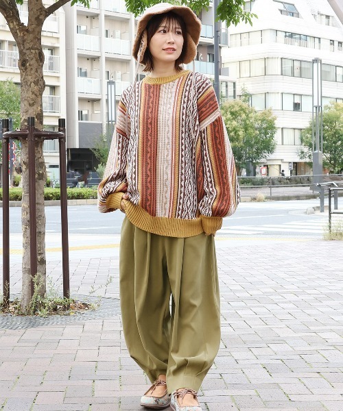 チチカカ（チチカカ）の「メキシカンラグニットプルオーバー（ニット/セーター・レディース・キャメル/ブルー・FREE）」の4枚目の写真