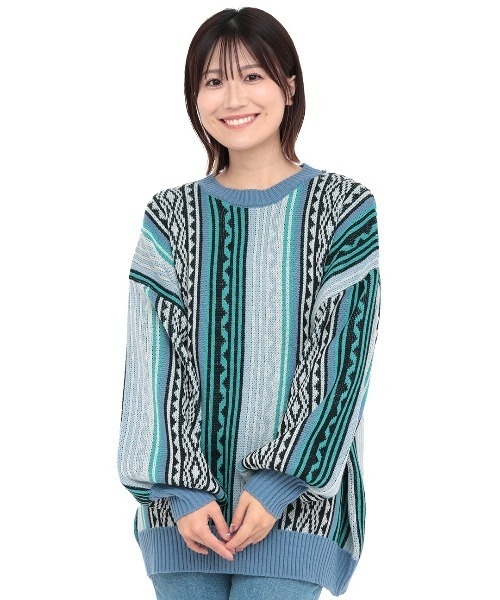 チチカカ（チチカカ）の「メキシカンラグニットプルオーバー（ニット/セーター・レディース・キャメル/ブルー・FREE）」の5枚目の写真