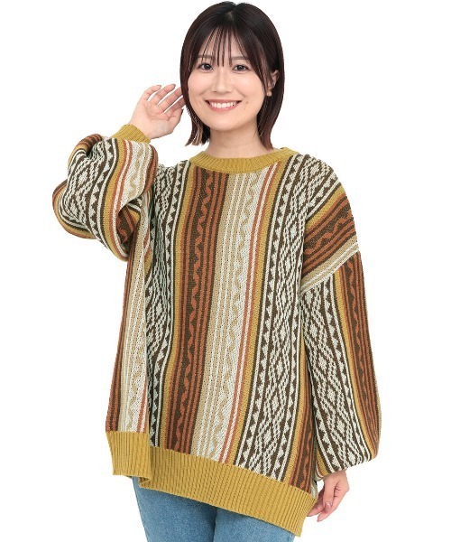 チチカカ（チチカカ）の「メキシカンラグニットプルオーバー（ニット/セーター・レディース・キャメル/ブルー・FREE）」の6枚目の写真