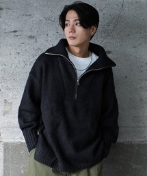 モヘアタッチビッグハーフZIPニット