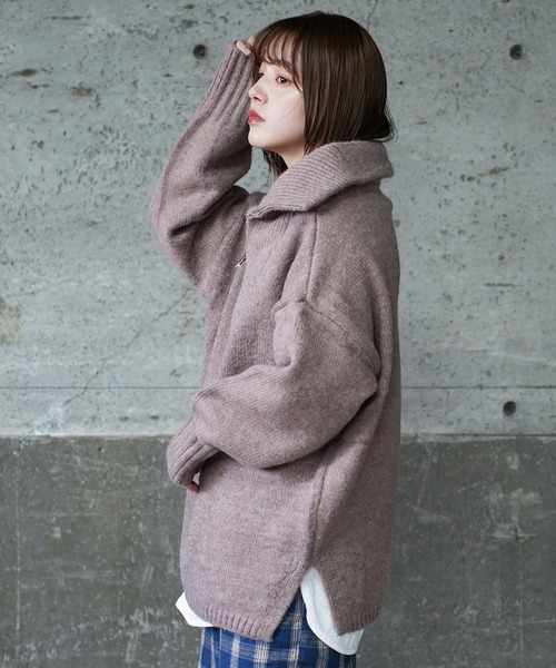  (Never) Acquiesce（ネバーアクイース）の「モヘアタッチビッグハーフZIPニット（Tシャツ/カットソー・メンズ・ブルー/ブラック/グレイッシュベージュ/カーキ/モカ/ホワイト・MEDIUM/LARGE）」の11枚目の写真