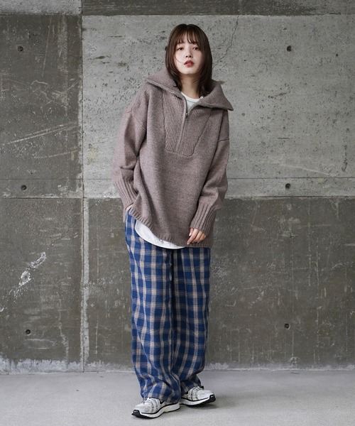  (Never) Acquiesce（ネバーアクイース）の「モヘアタッチビッグハーフZIPニット（Tシャツ/カットソー・メンズ・ブルー/ブラック/グレイッシュベージュ/カーキ/モカ/ホワイト・MEDIUM/LARGE）」の12枚目の写真