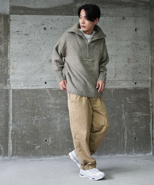  (Never) Acquiesce（ネバーアクイース）の「モヘアタッチビッグハーフZIPニット（Tシャツ/カットソー・メンズ・ブルー/ブラック/グレイッシュベージュ/カーキ/モカ/ホワイト・MEDIUM/LARGE）」の16枚目の写真