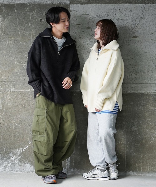  (Never) Acquiesce（ネバーアクイース）の「モヘアタッチビッグハーフZIPニット（Tシャツ/カットソー・メンズ・ブルー/ブラック/グレイッシュベージュ/カーキ/モカ/ホワイト・MEDIUM/LARGE）」の20枚目の写真