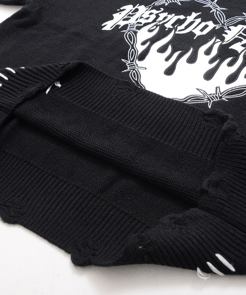 SILVER BULLET（シルバーバレット）の「『PSYCHO NATION/サイコネーション』ファイヤーハートクルーニット【Z】【Z】（ニット/セーター・レディース・ブラック×シルバー/ブラック×ピンク・L/M）」の14枚目の写真