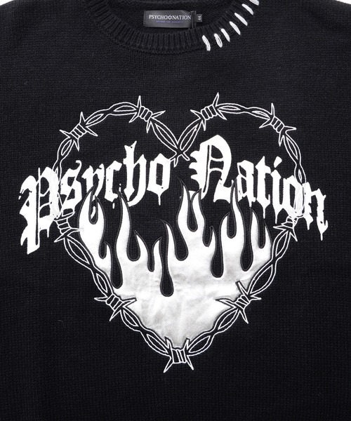 SILVER BULLET（シルバーバレット）の「『PSYCHO NATION/サイコネーション』ファイヤーハートクルーニット【Z】【Z】（ニット/セーター・レディース・ブラック×シルバー/ブラック×ピンク・L/M）」の16枚目の写真
